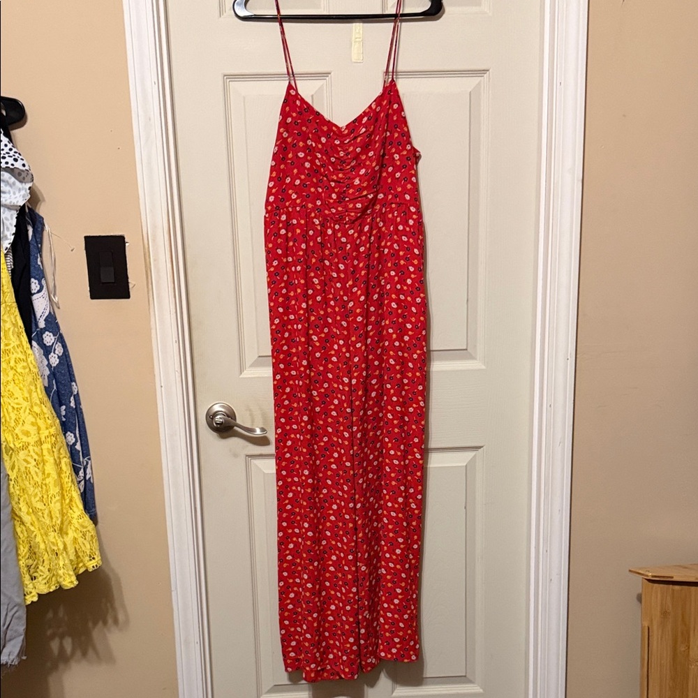 Madewell Red Floral Jumpsuit